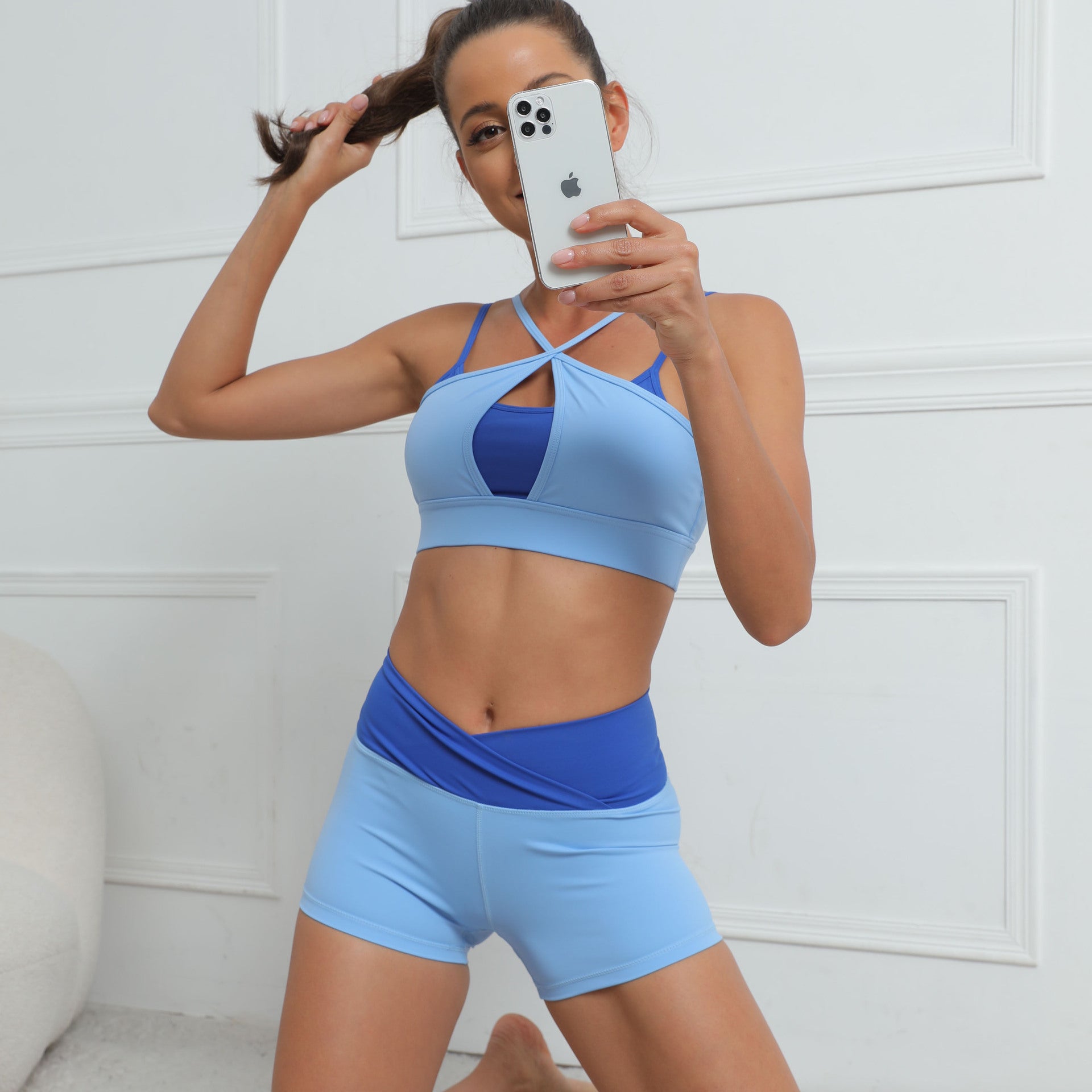 Angelica New Contrast Color Stitching Fitness Yoga-Shorts