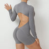 Sheena One-piece Jumpsuit Zipper Tight Long Sleeve Yoga- suit