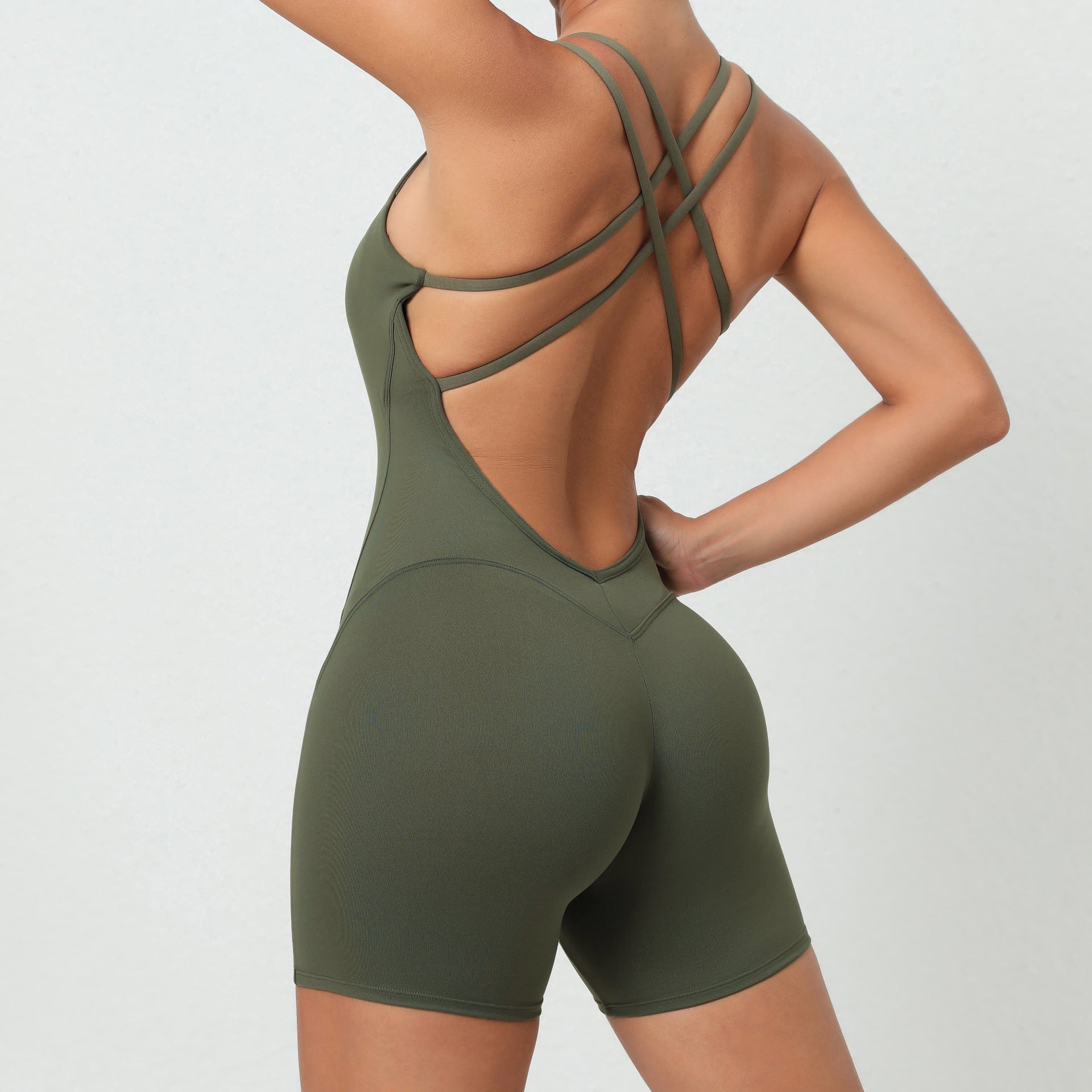 Katrina New Style Peach Hip Tight Sports Jumpsuit Hip Fitness Body-suits
