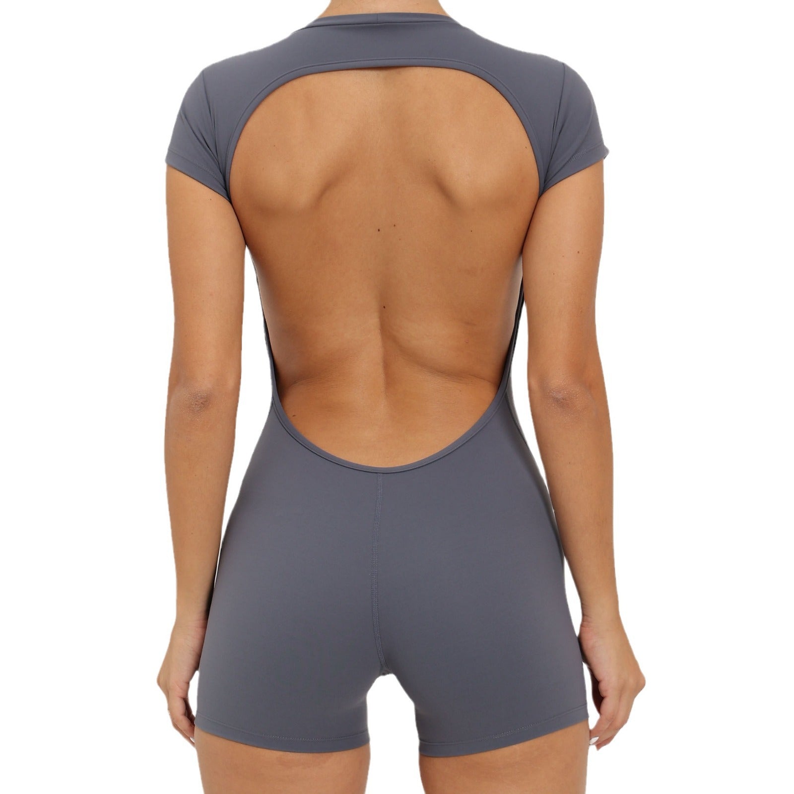 Maricar Big Dew Strap Chest Pad Short Sleeve Nude Yoga Jumpsuit