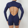 Sheena One-piece Jumpsuit Zipper Tight Long Sleeve Yoga- suit