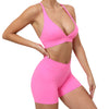 Susana Cross-border Solid Color High Elastic  Fitness Sports Two-piece Set